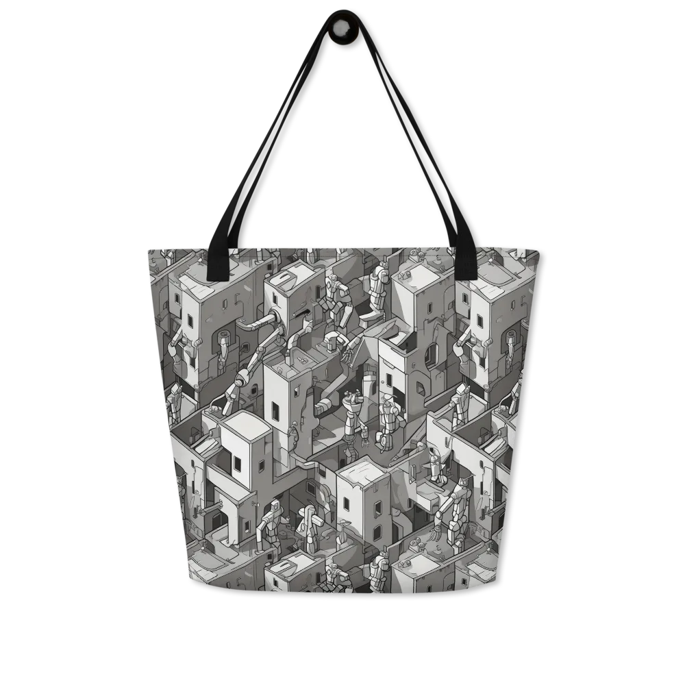 Robot Quarter on Large Tote Bag W/ Pocket — Front