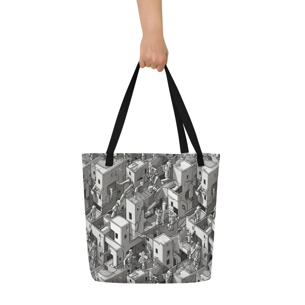 Robot Quarter on Large Tote Bag W/ Pocket — Front