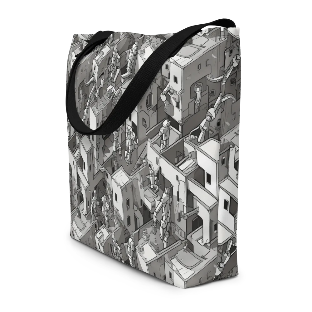 Robot Quarter on Large Tote Bag W/ Pocket — Front