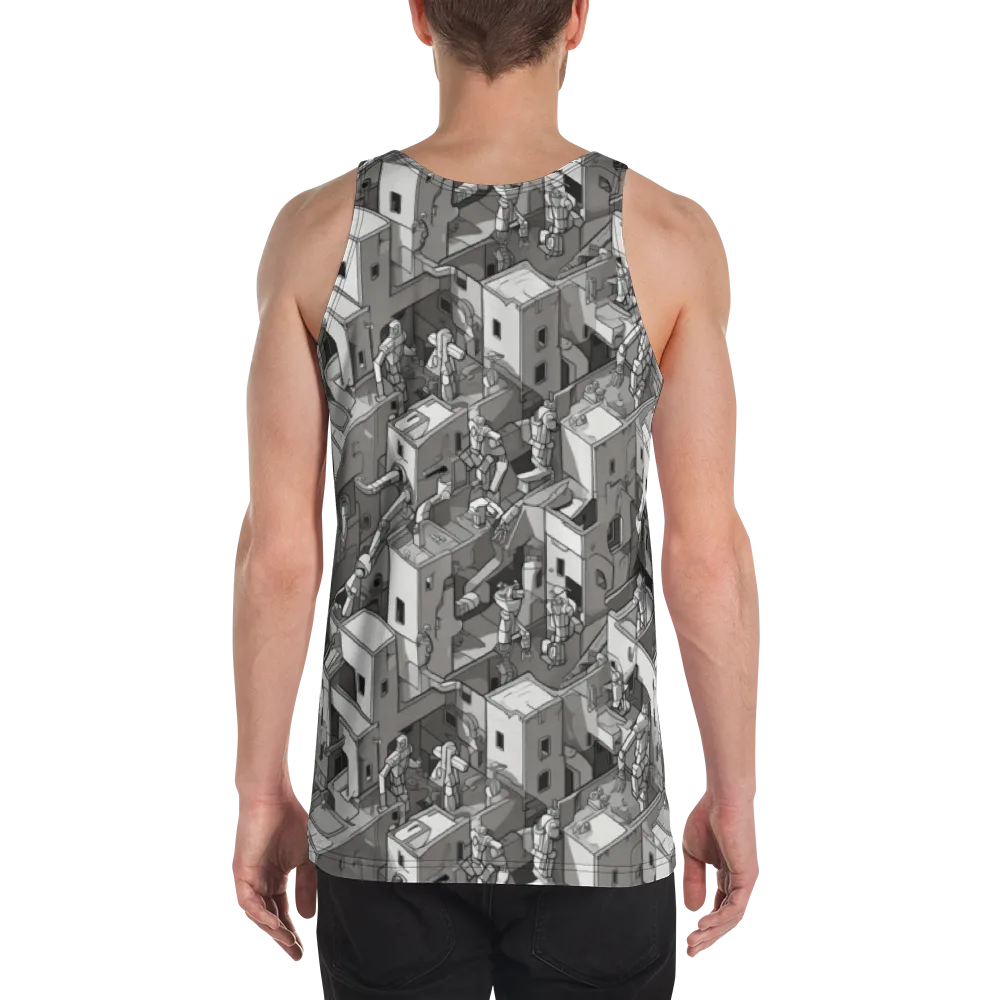 Robot Quarter on Men's Tank Top — Back