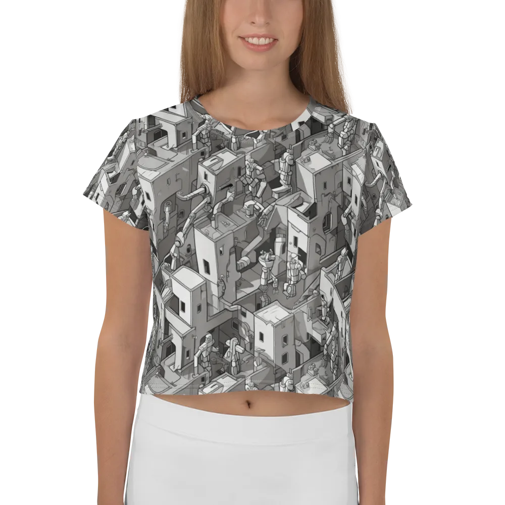 Robot Quarter on Crop Tee — Front