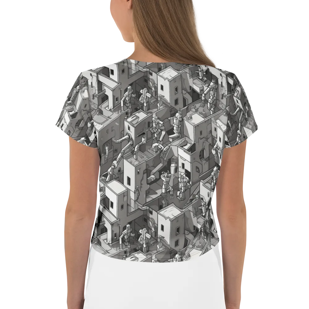 Robot Quarter on Crop Tee — Back