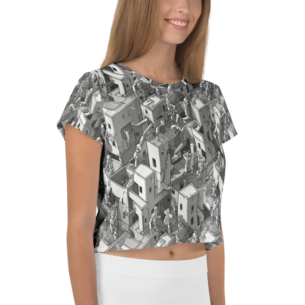 Robot Quarter on Crop Tee — Right