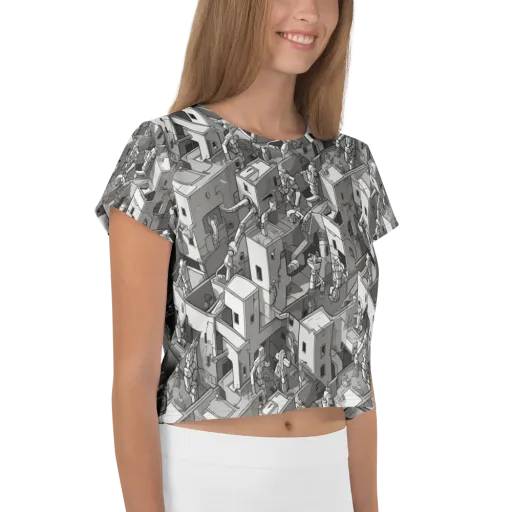 Robot Quarter on a Crop Tee