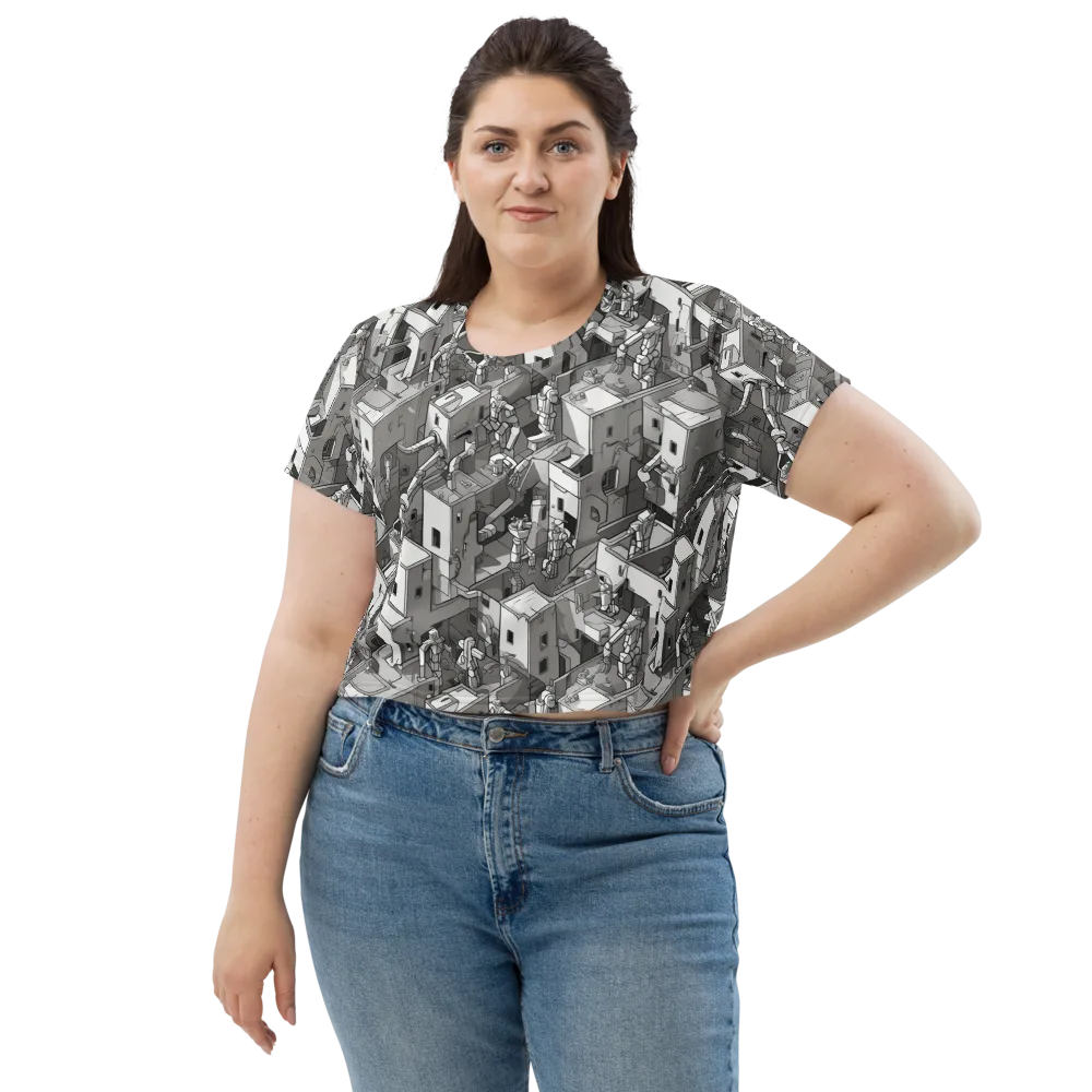 Robot Quarter on Crop Tee — Front