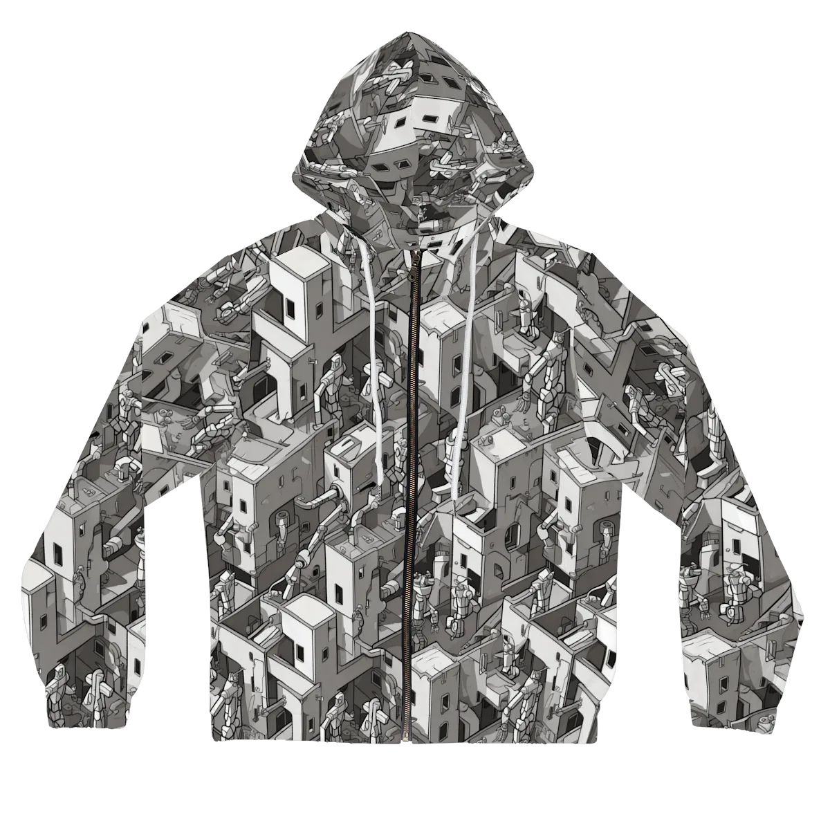 Robot Quarter on Women's Full-Zip Hoodie — Front