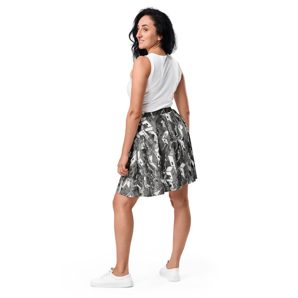 Robot Quarter on Skater Skirt — Back
