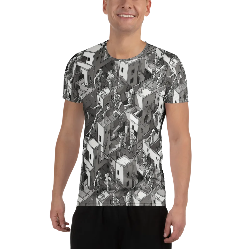 Robot Quarter on Men's Athletic T-Shirt — Front