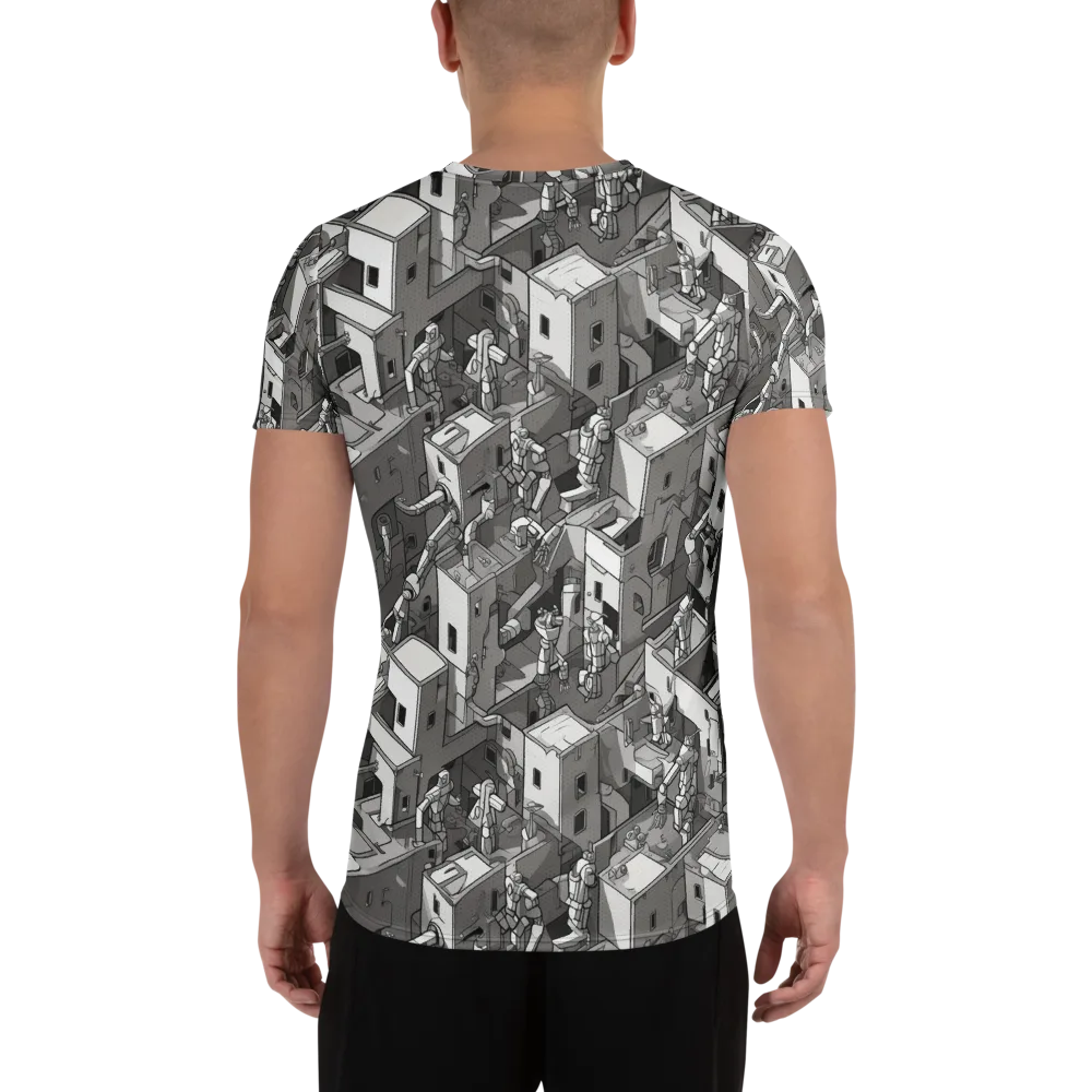 Robot Quarter on Men's Athletic T-Shirt — Back