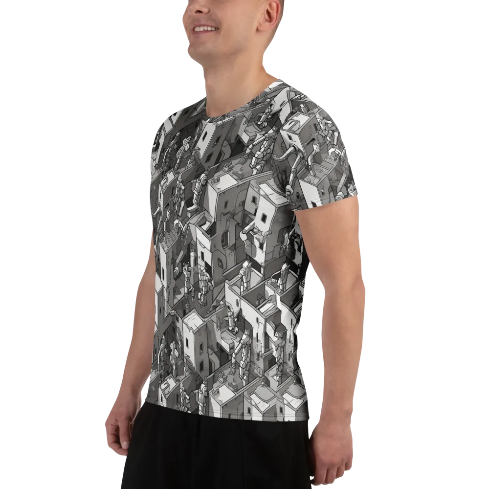 Robot Quarter on Men's Athletic T-Shirt — Left