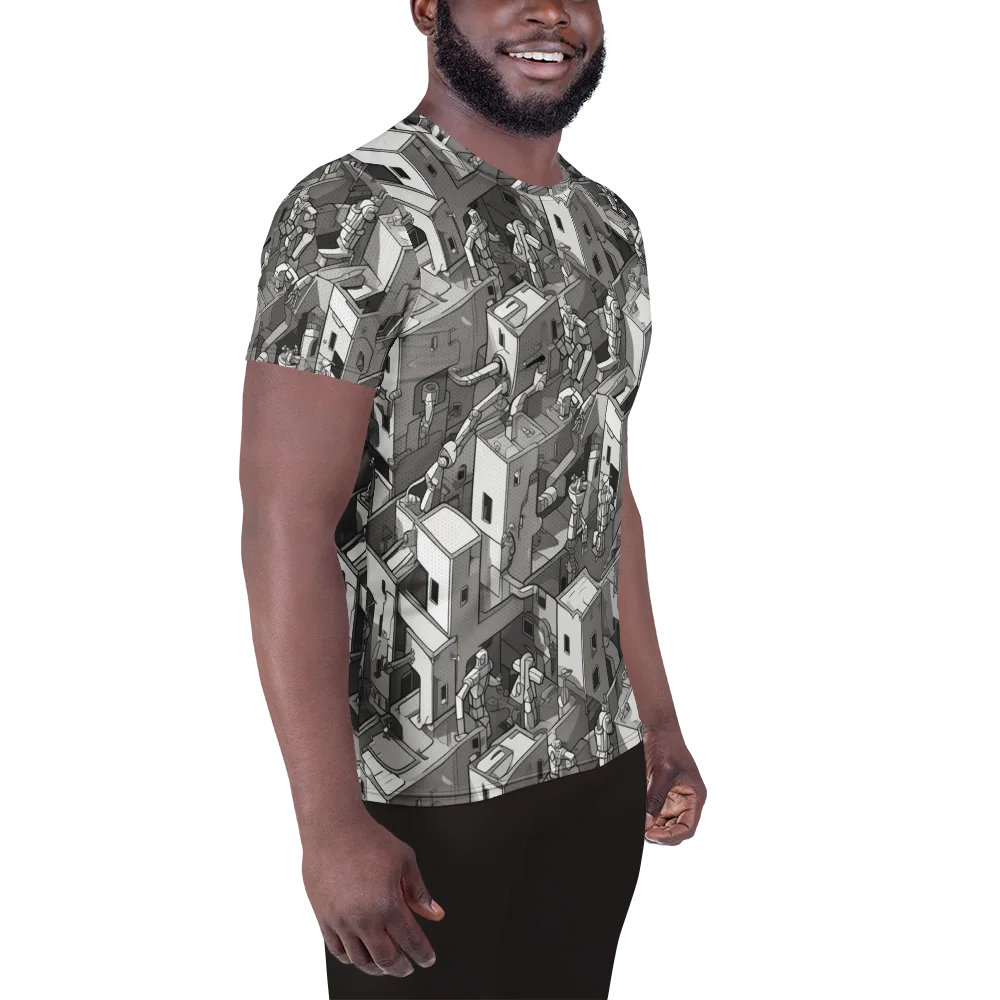 Robot Quarter on Men's Athletic T-Shirt — Right