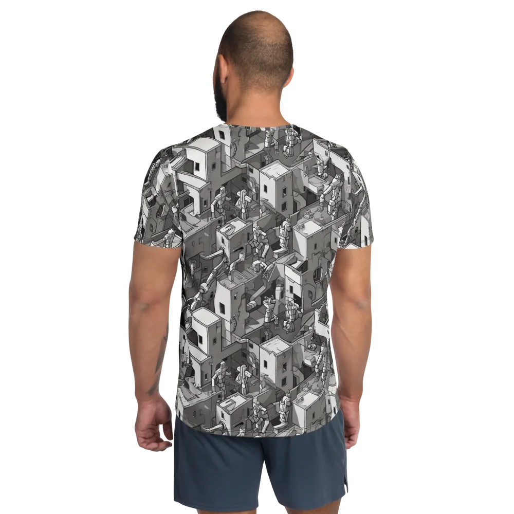 Robot Quarter on Men's Athletic T-Shirt — Back