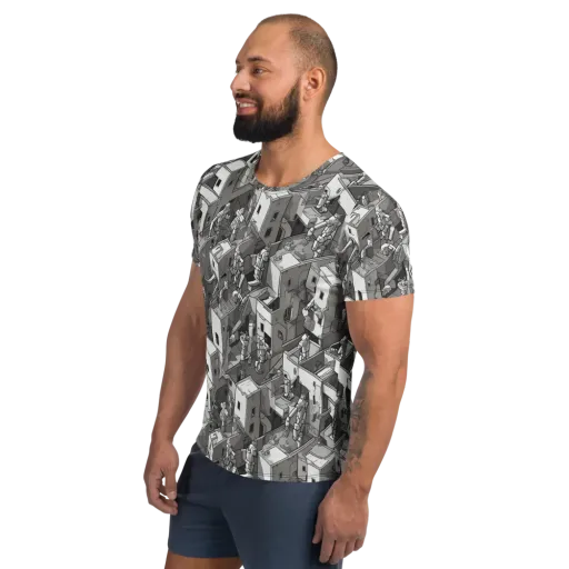 Robot Quarter on a Men's Athletic T-Shirt