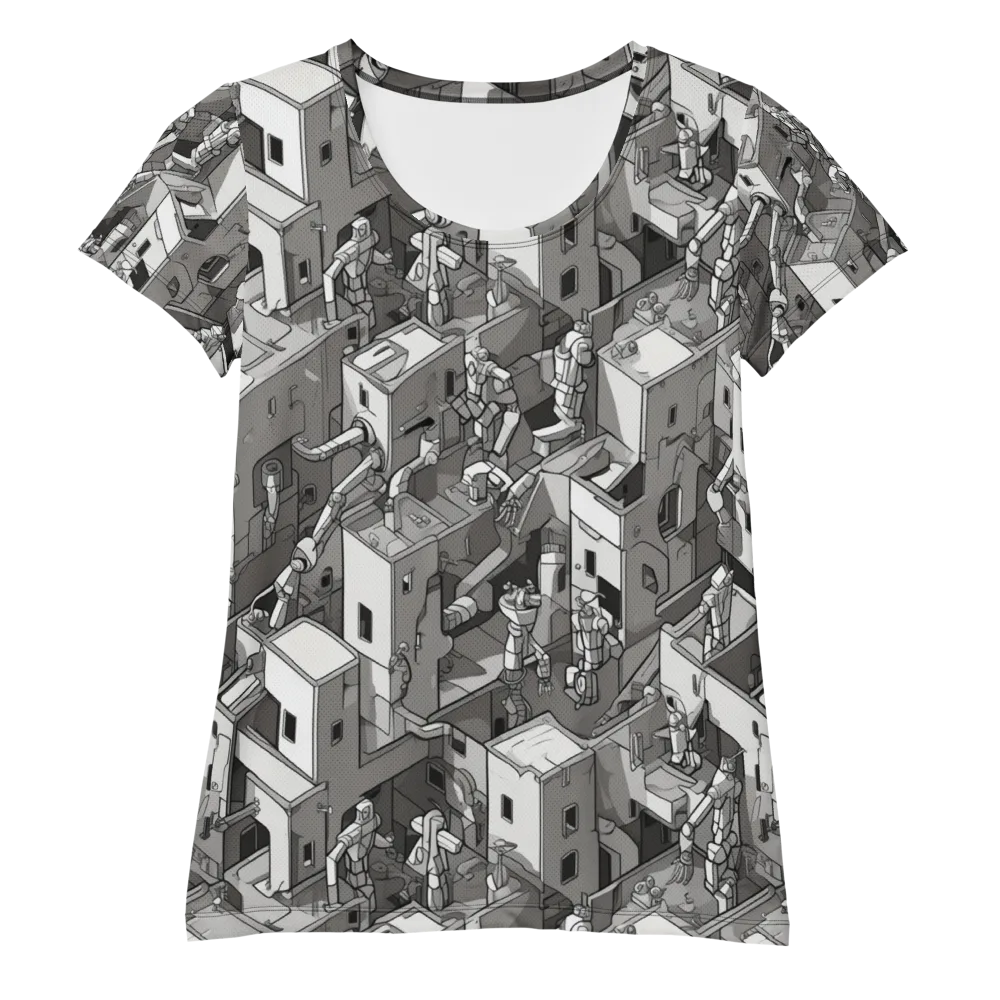 Robot Quarter on Women's Athletic T-Shirt — Front