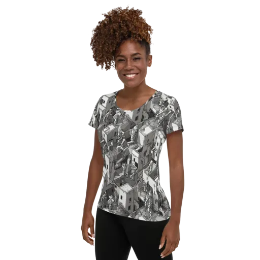 Robot Quarter on a Women's Athletic T-Shirt