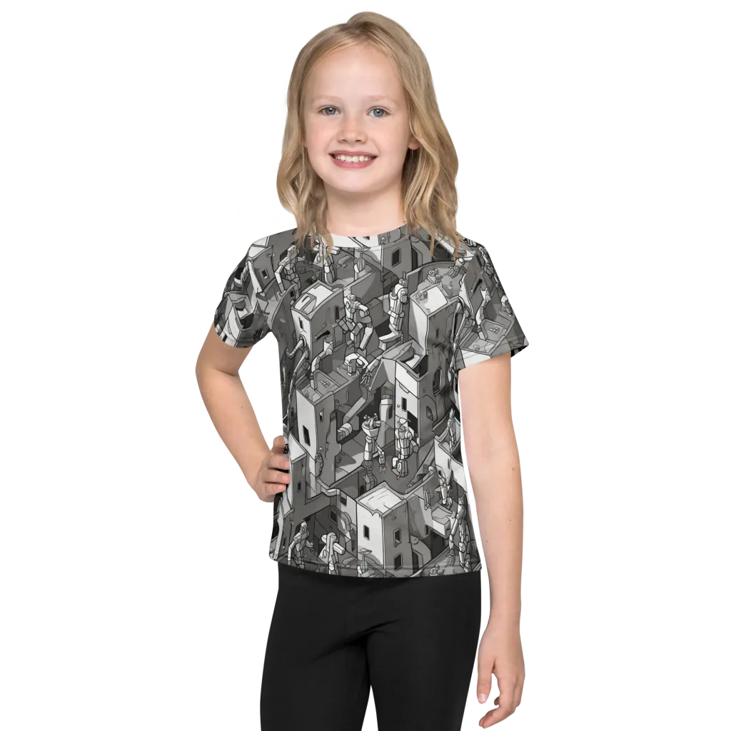 Robot Quarter on Kids Crew Neck T-Shirt — Front