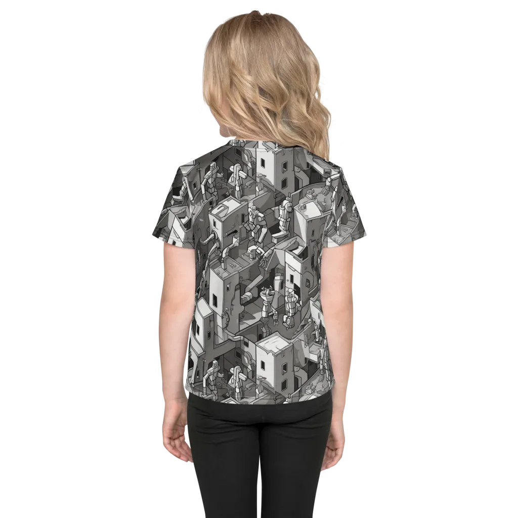 Robot Quarter on Kids Crew Neck T-Shirt — Back