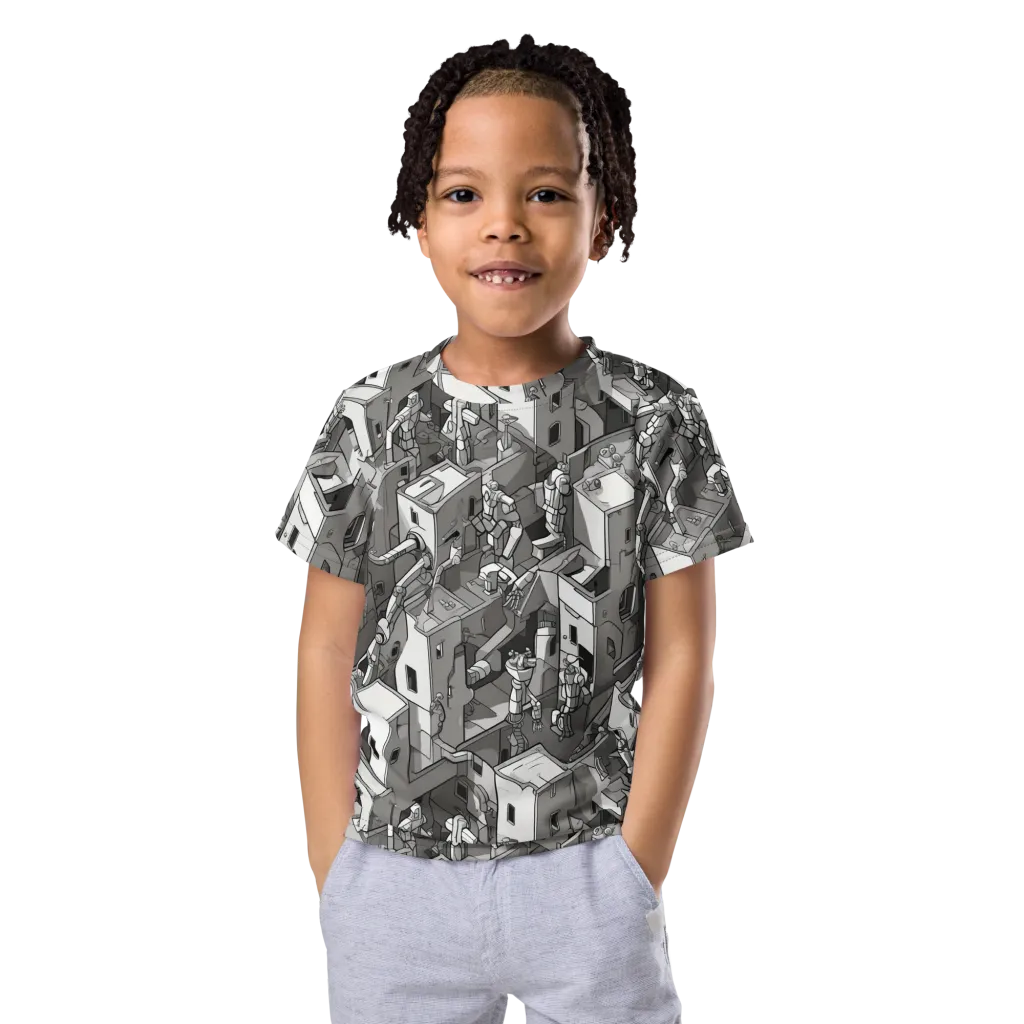Robot Quarter on Kids Crew Neck T-Shirt — Front