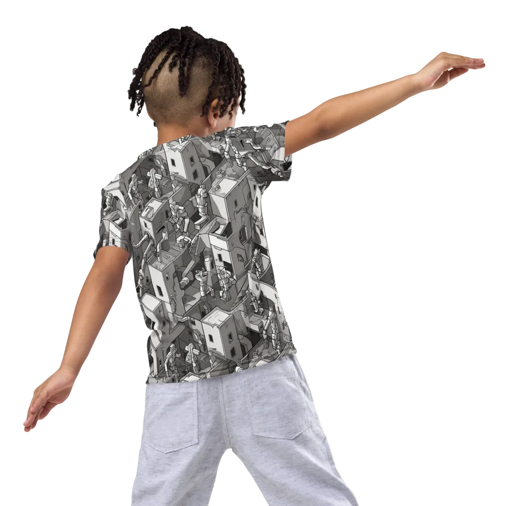 Robot Quarter on Kids Crew Neck T-Shirt — Back