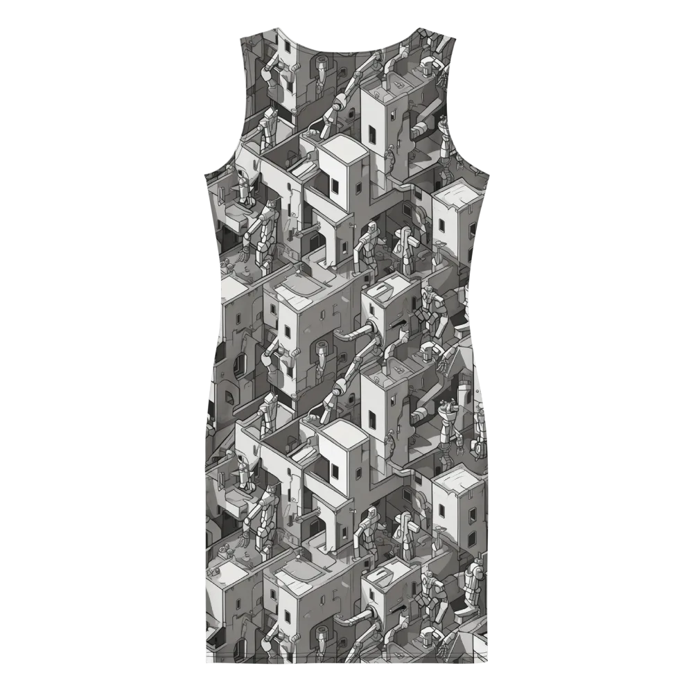 Robot Quarter on Bodycon Dress — Back