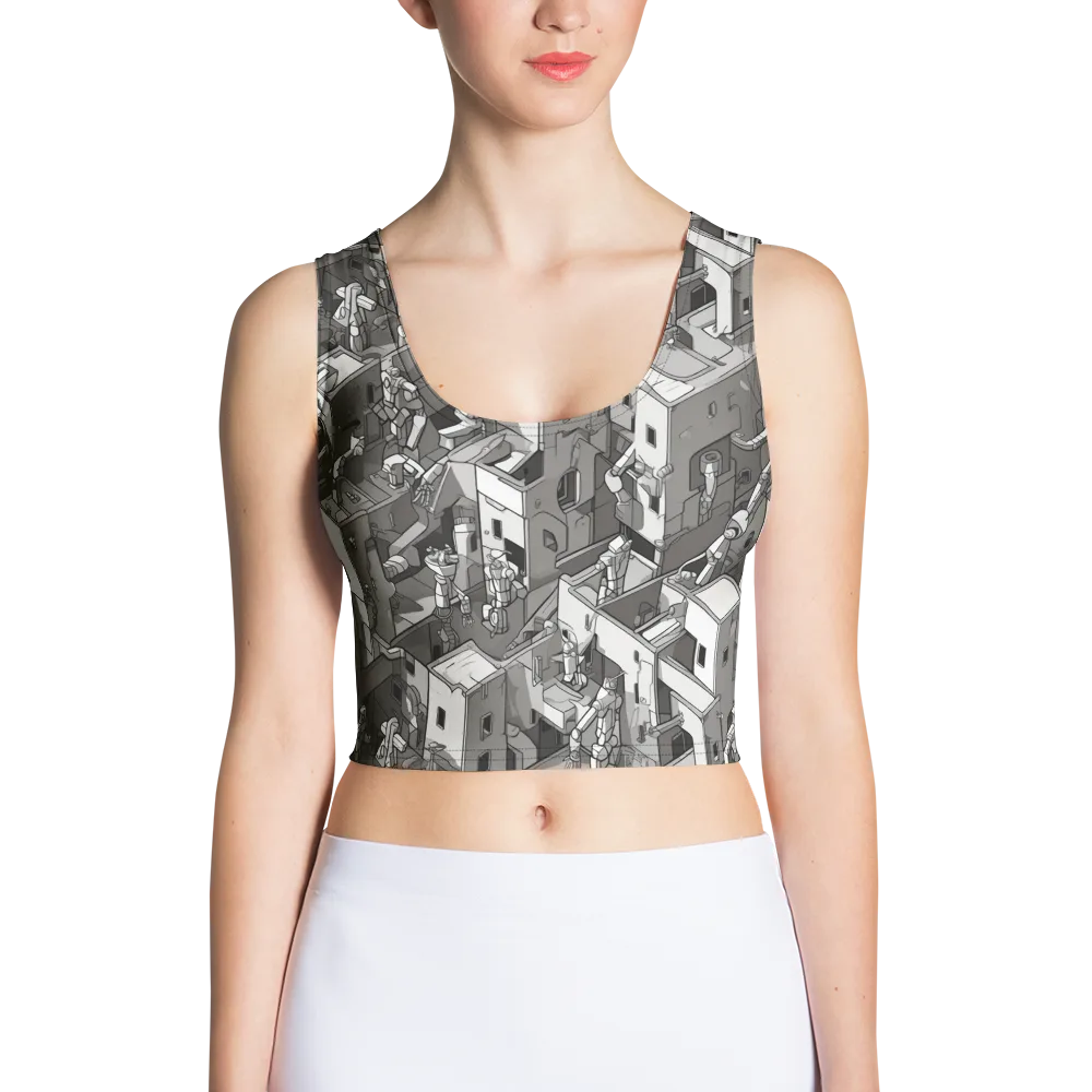 Robot Quarter on Crop Top — Front
