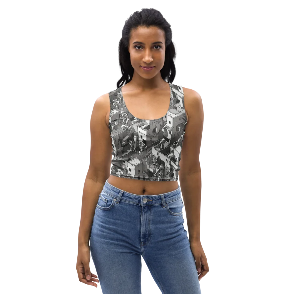 Robot Quarter on Crop Top — Front