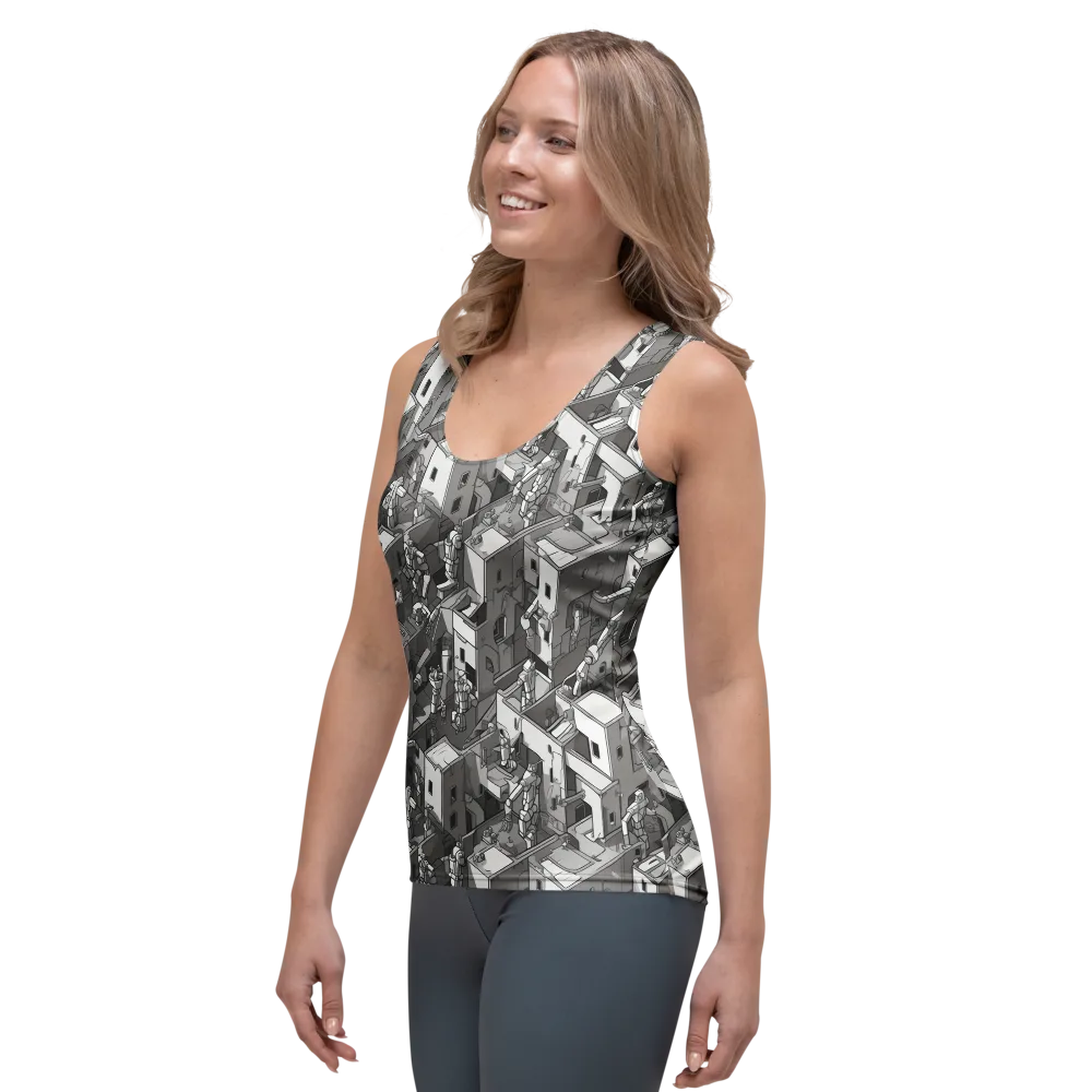 Robot Quarter on Women's Tank Top — Left Front