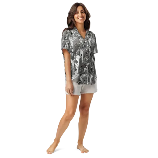Robot Quarter on a Women's Short Sleeve Pajama Top
