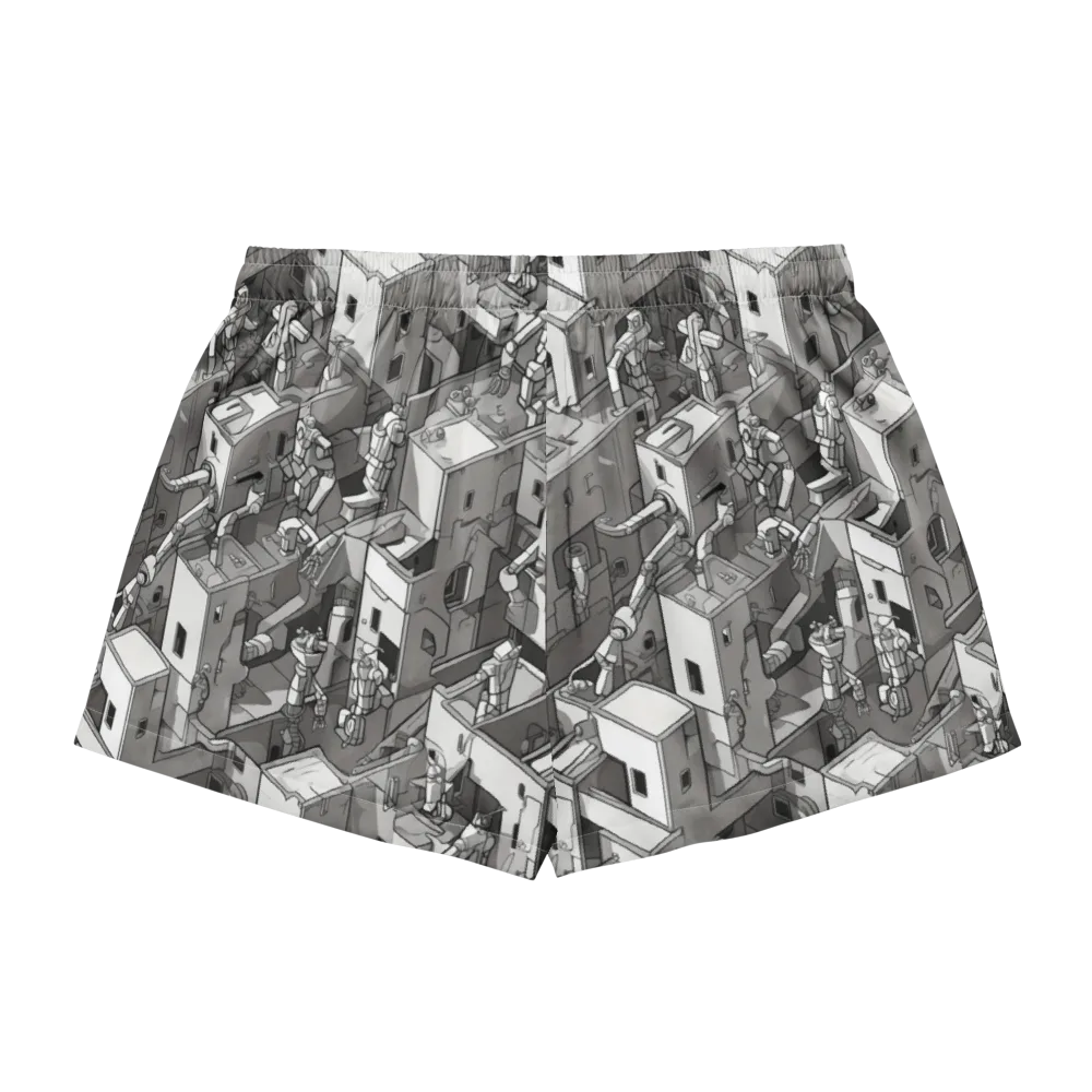 Robot Quarter on Women's Pajama Shorts — Back
