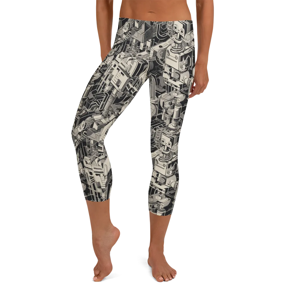 Chrome Automata on Capri Leggings — Front
