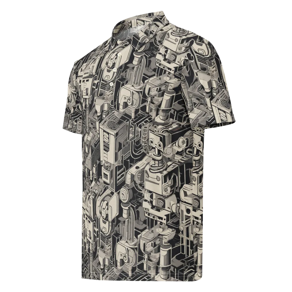 Chrome Automata on Men's Slim Fit Polo Shirt — Left Front