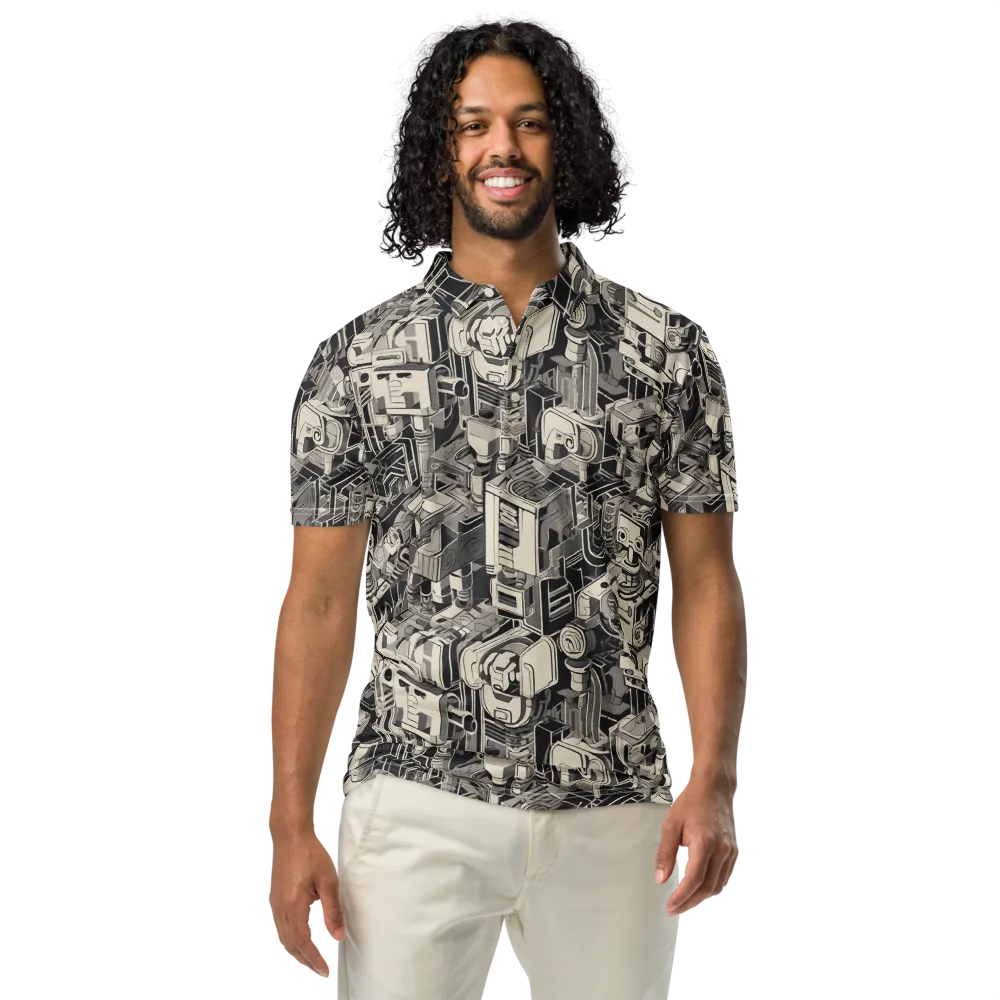 Chrome Automata on Men's Slim Fit Polo Shirt — Front