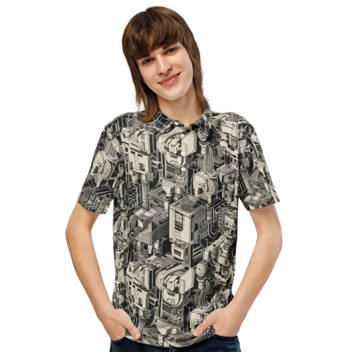 Chrome Automata on a Men's Slim Fit Polo Shirt
