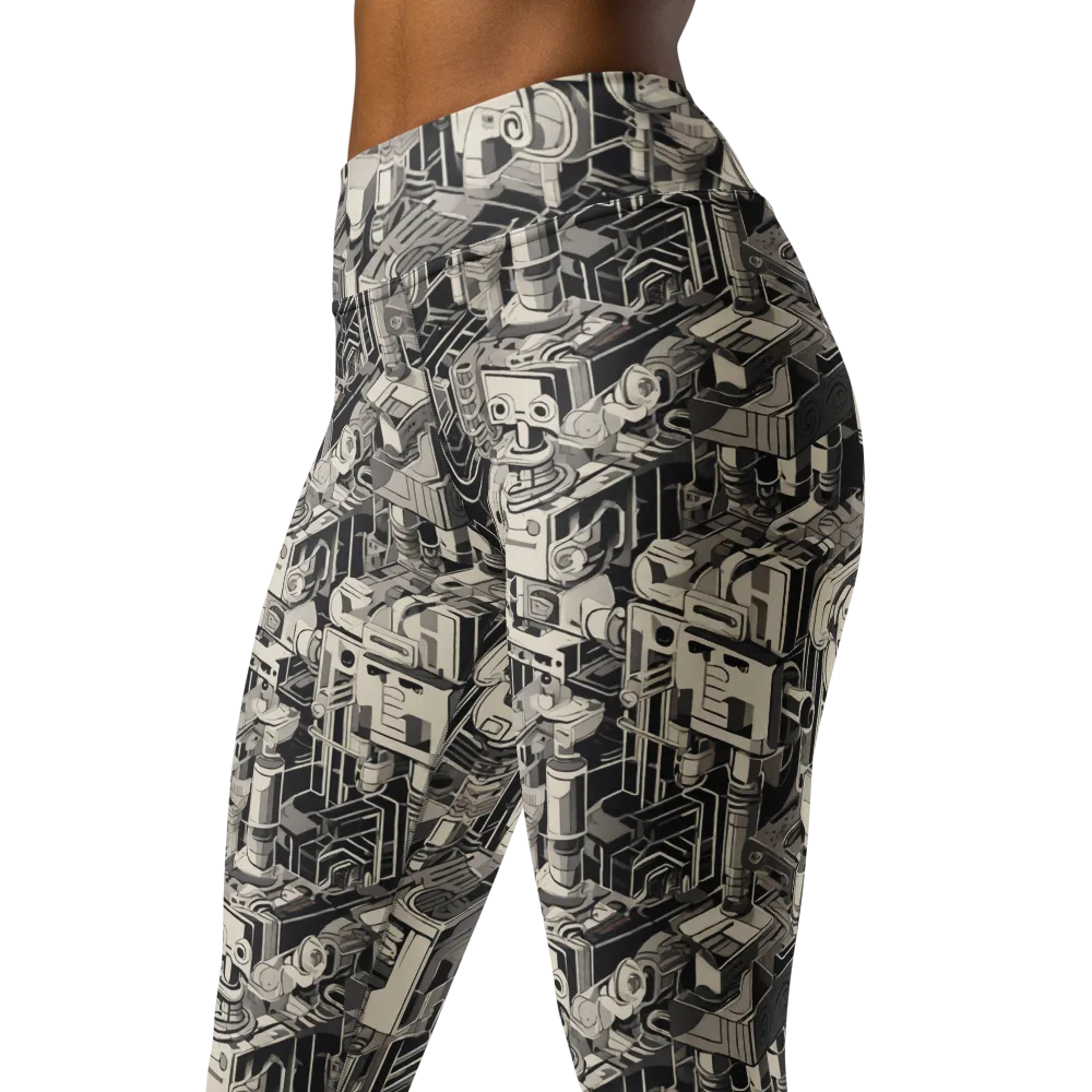 Chrome Automata on Yoga Leggings — Left Front