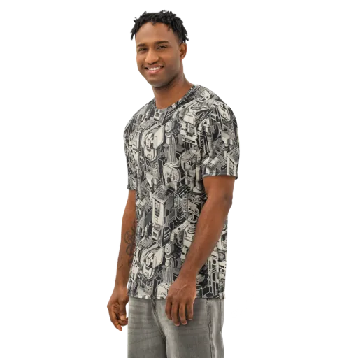 Chrome Automata on a Men's Cotton Crew Neck T-Shirt
