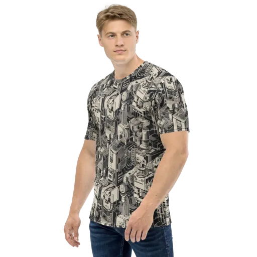 Chrome Automata on a Men's Crew Neck T-Shirt