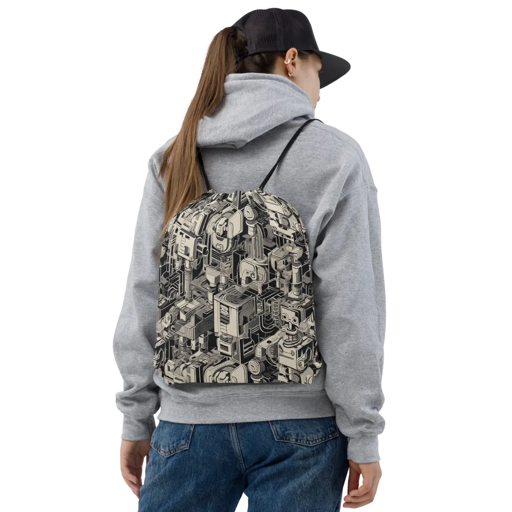 Chrome Automata on Drawstring Bag — Front