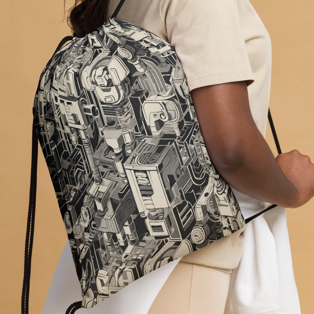 Chrome Automata on Drawstring Bag — Front