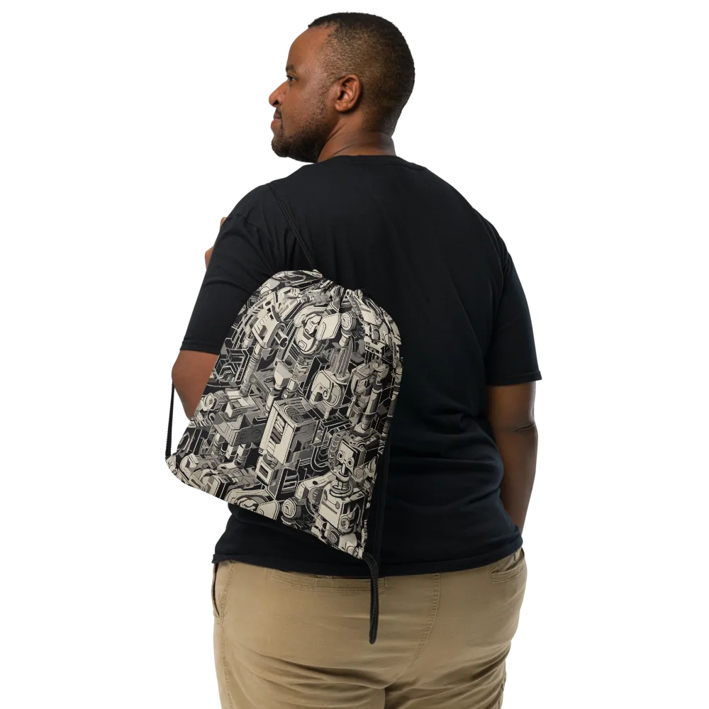 Chrome Automata on Drawstring Bag — Front