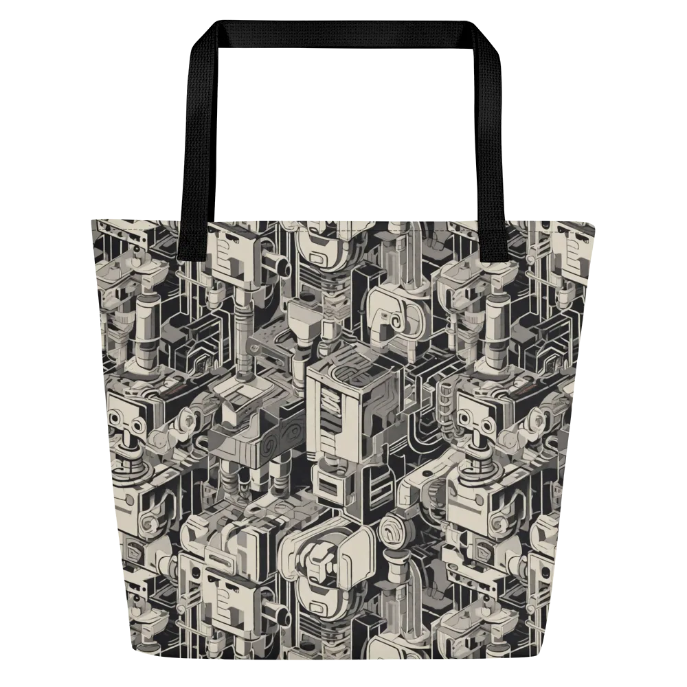 Chrome Automata on Large Tote Bag W/ Pocket — Front