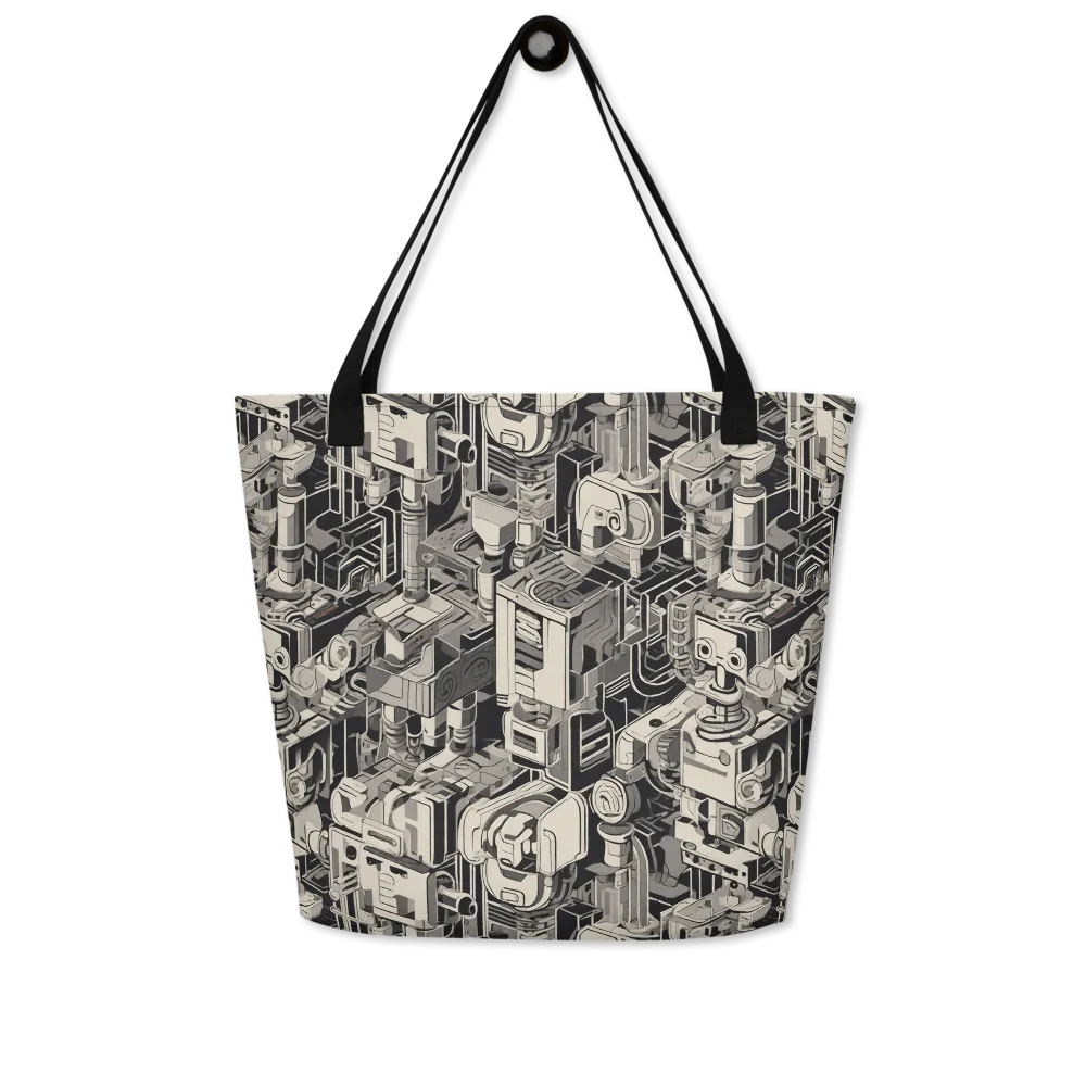 Chrome Automata on Large Tote Bag W/ Pocket — Front