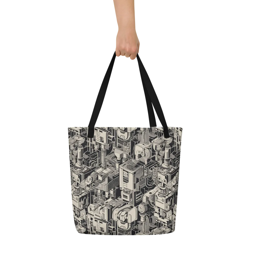 Chrome Automata on Large Tote Bag W/ Pocket — Front
