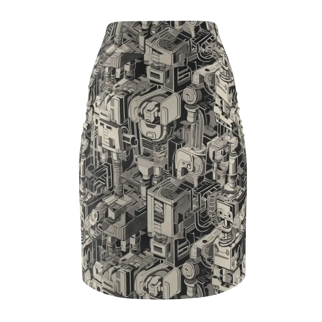 Chrome Automata on Pencil Skirt — Back