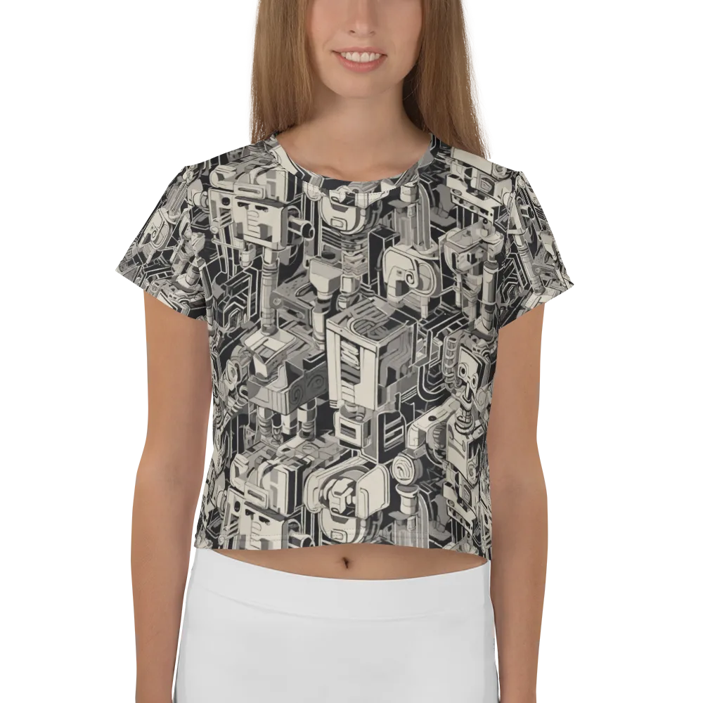 Chrome Automata on Crop Tee — Front