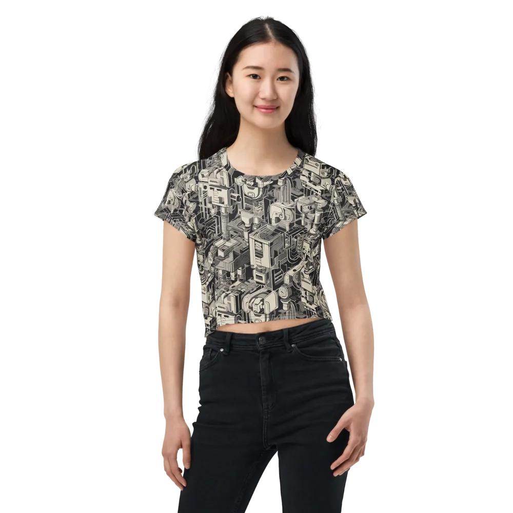 Chrome Automata on Crop Tee — Front