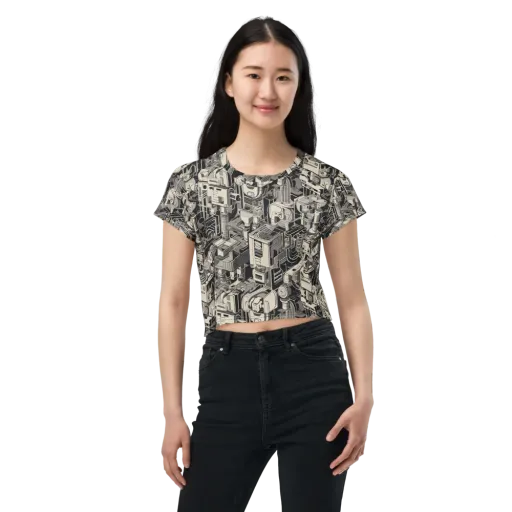 Chrome Automata on a Crop Tee