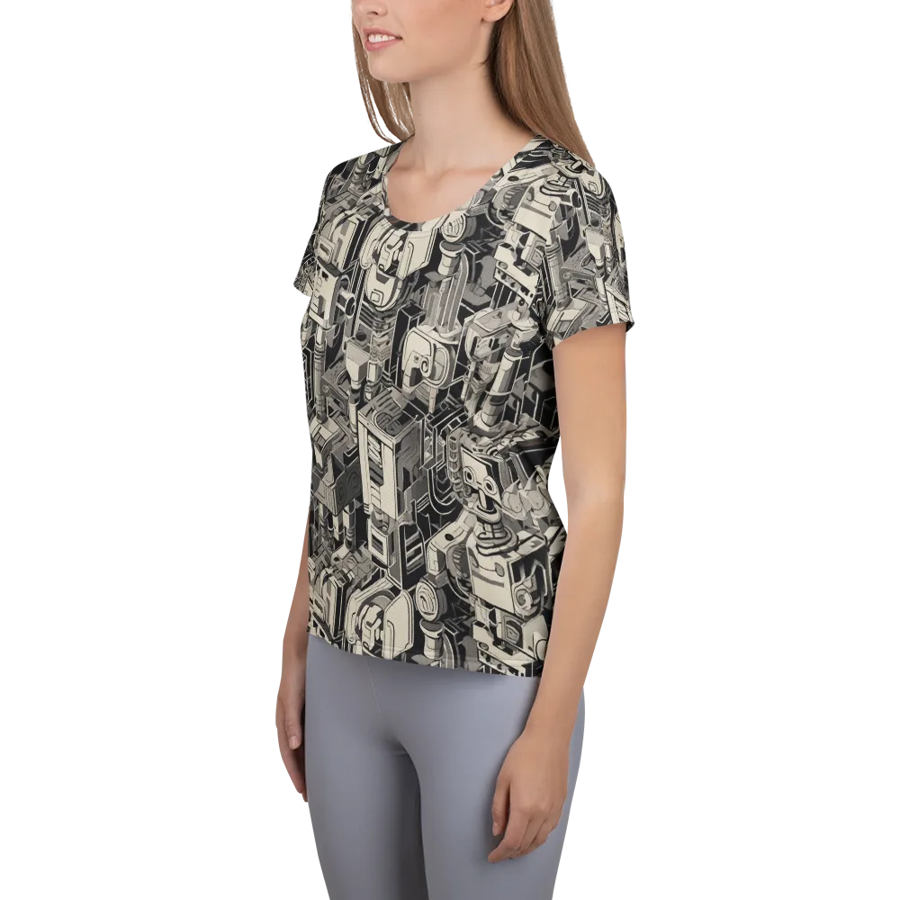 Chrome Automata on Women's Athletic T-Shirt — Left