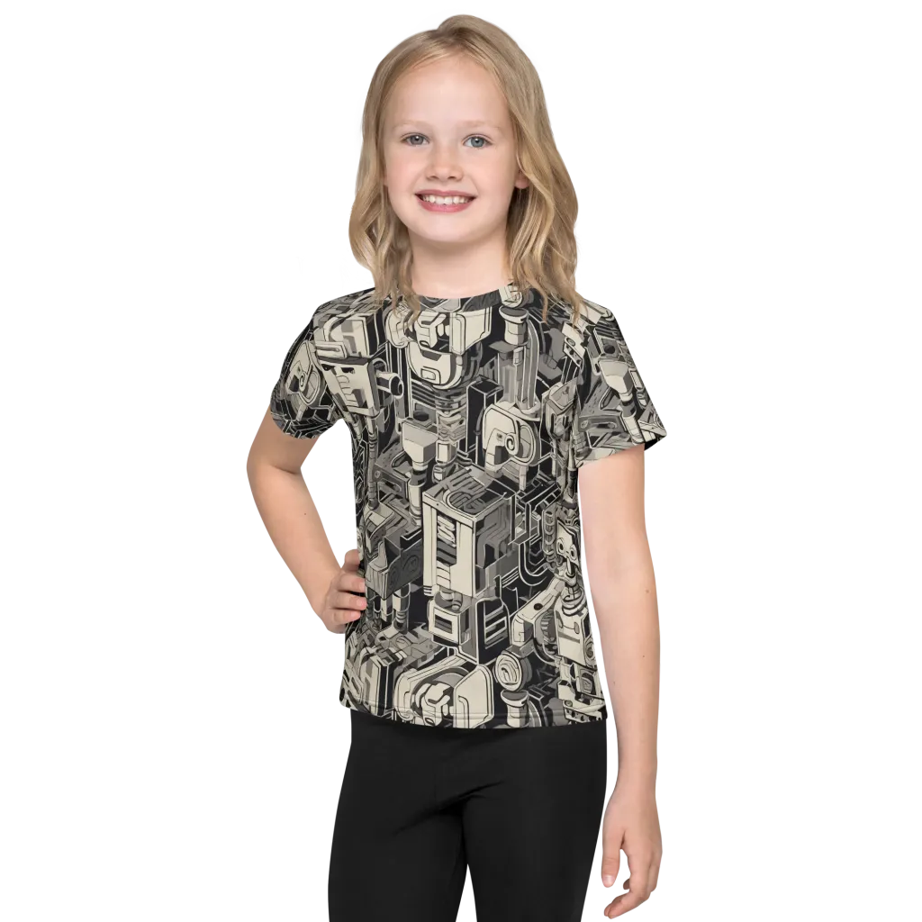Chrome Automata on Kids Crew Neck T-Shirt — Front