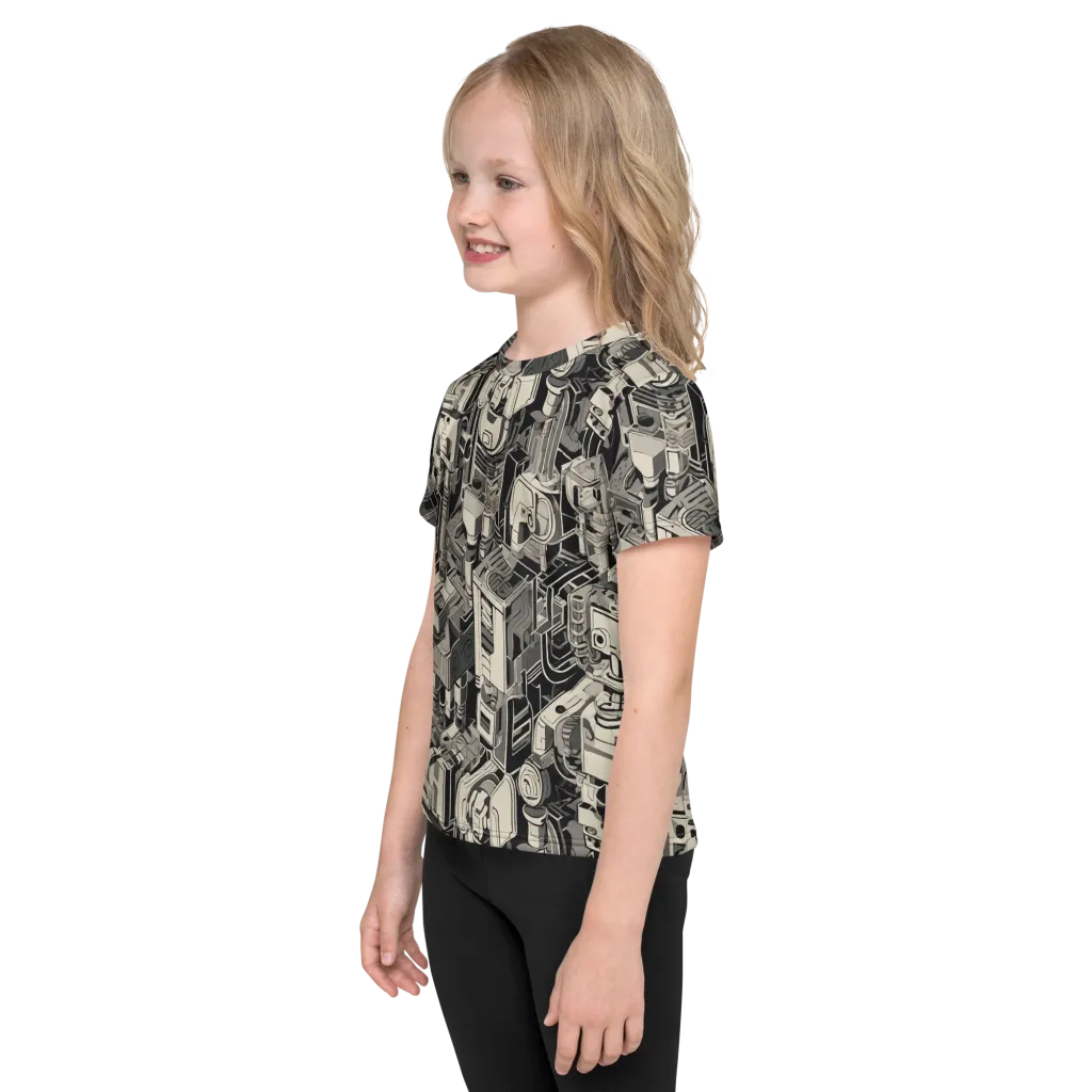 Chrome Automata on Kids Crew Neck T-Shirt — Left