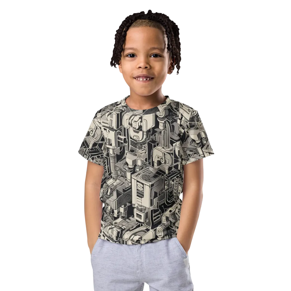 Chrome Automata on Kids Crew Neck T-Shirt — Front